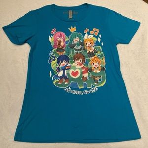 Hatsune Miku Vocaloid We Love Fine Women’s Teal T-Shirt Size Medium Runs Small